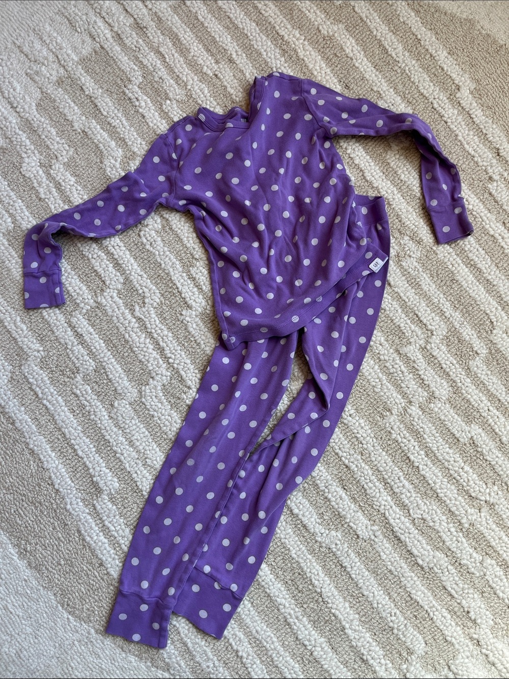 Kids Purple Polka Dot Pajama Set - Soft Long Sleeve & Pants Gap 100% cotton